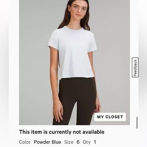 NWT lululemon cotton tee powder blue size 6